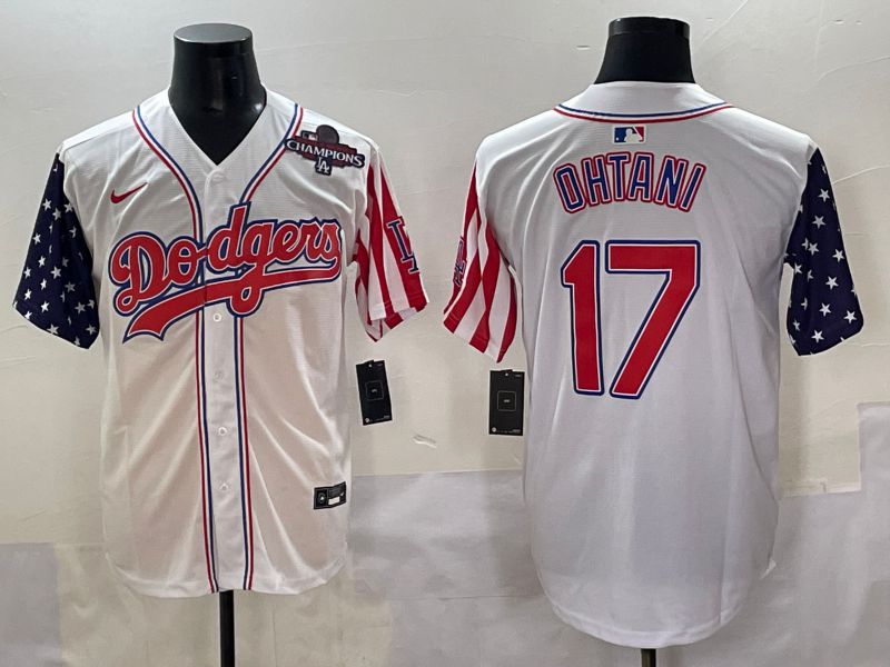 Men 2025 Los Angeles Dodgers #17 Ohtani White a generation of national flags Joint Name Nike MLB Jersey style 5->los angeles dodgers->MLB Jersey
